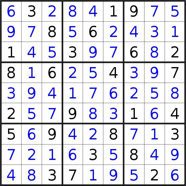Sudoku solution for puzzle published on Tuesday, 23rd of August 2016