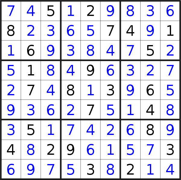 Sudoku solution for puzzle published on Friday, 26th of August 2016