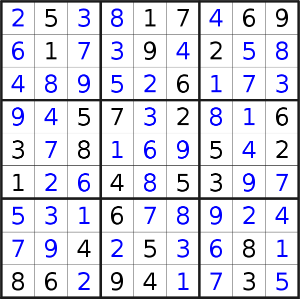 Sudoku solution for puzzle published on Saturday, 27th of August 2016