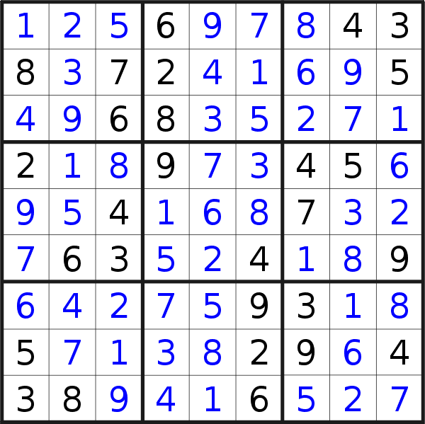 Sudoku solution for puzzle published on Sunday, 28th of August 2016