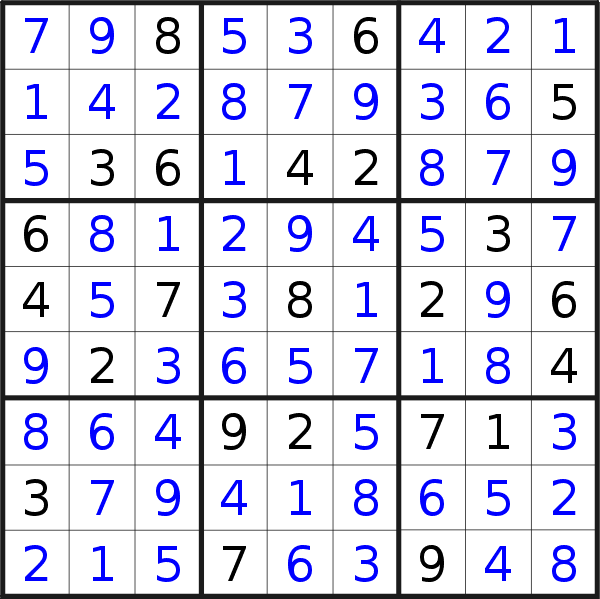 Sudoku solution for puzzle published on Thursday, 8th of September 2016