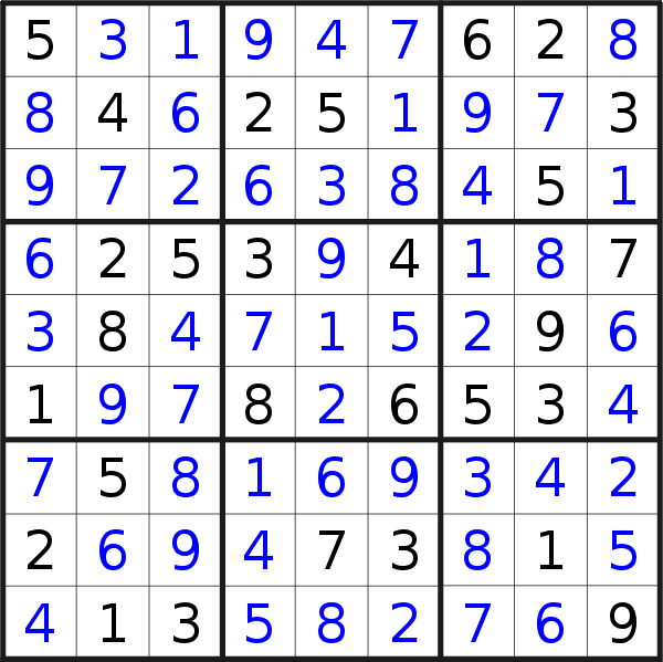 Sudoku solution for puzzle published on Wednesday, 14th of September 2016