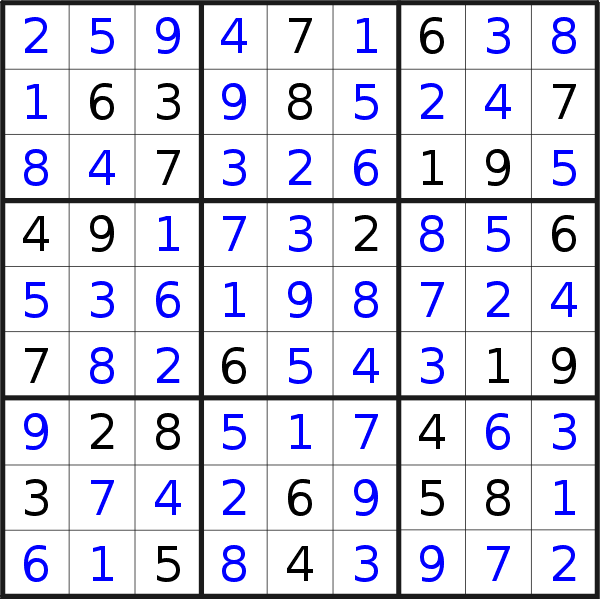 Sudoku solution for puzzle published on Saturday, 17th of September 2016