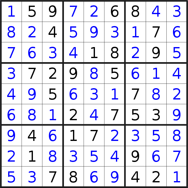Sudoku solution for puzzle published on Tuesday, 20th of September 2016