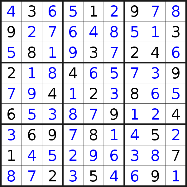 Sudoku solution for puzzle published on Sunday, 25th of September 2016