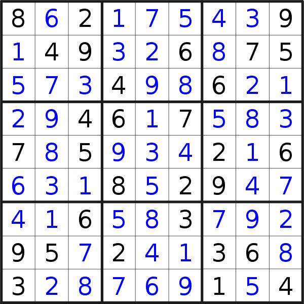 Sudoku solution for puzzle published on Tuesday, 27th of September 2016