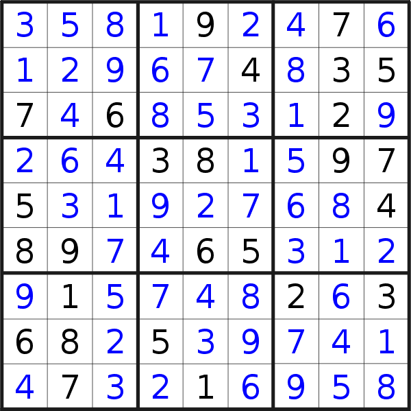 Sudoku solution for puzzle published on Thursday, 29th of September 2016