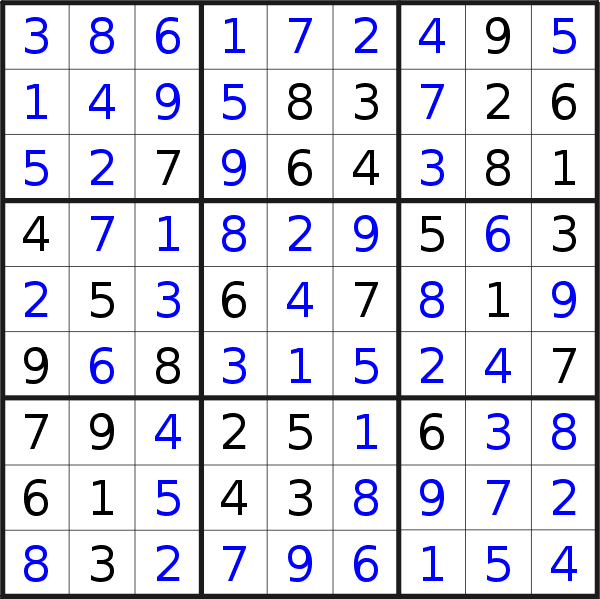 Sudoku solution for puzzle published on Friday, 30th of September 2016
