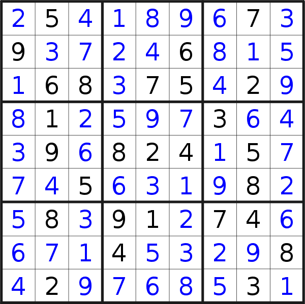 Sudoku solution for puzzle published on Friday, 14th of October 2016