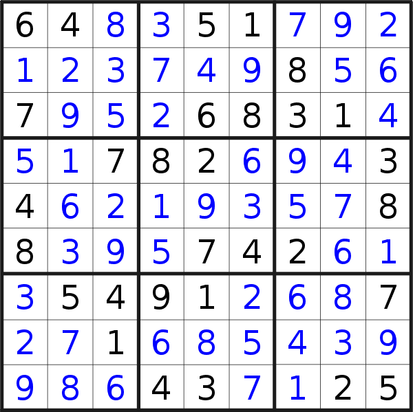 Sudoku solution for puzzle published on Tuesday, 18th of October 2016