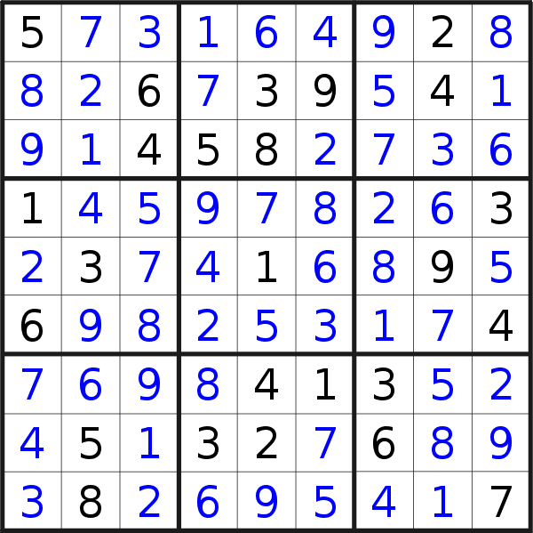 Sudoku solution for puzzle published on Wednesday, 19th of October 2016