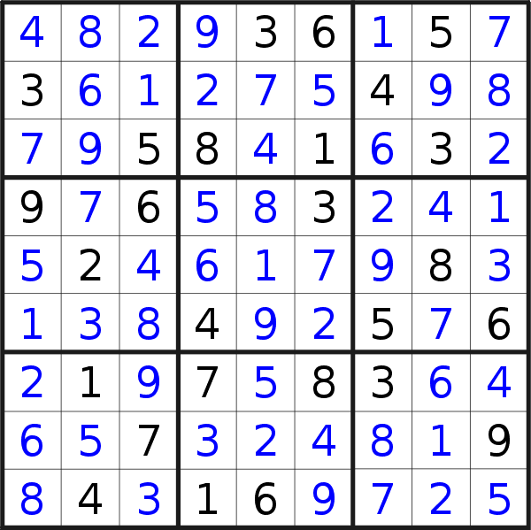 Sudoku solution for puzzle published on Wednesday, 9th of November 2016