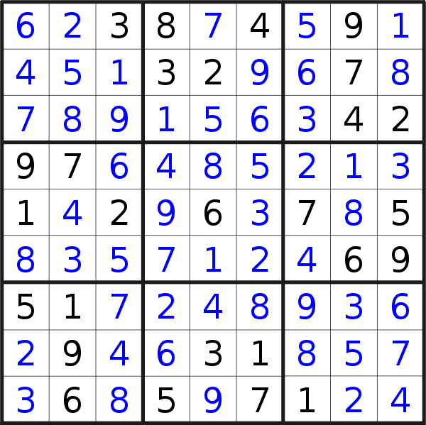 Sudoku solution for puzzle published on Friday, 2nd of December 2016
