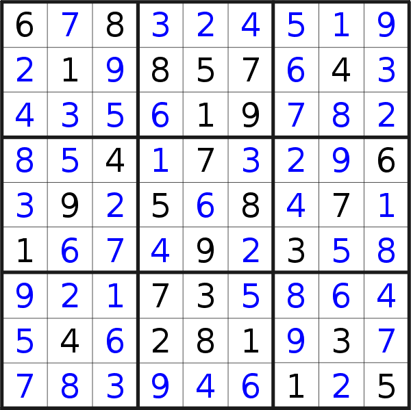 Sudoku solution for puzzle published on Sunday, 4th of December 2016