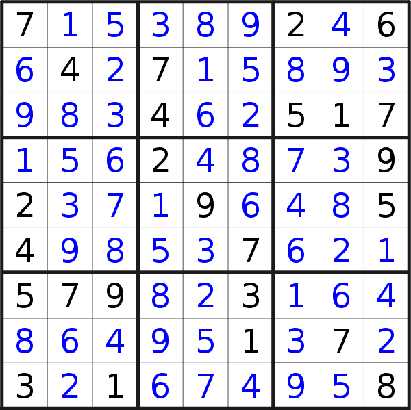 Sudoku solution for puzzle published on Monday, 5th of December 2016