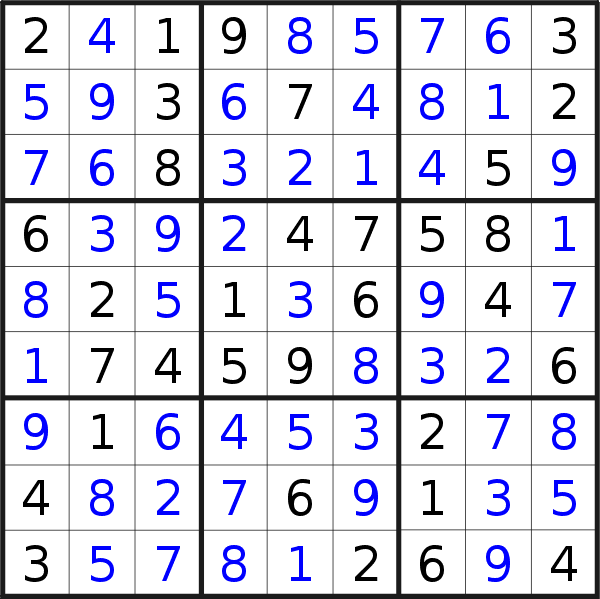 Sudoku solution for puzzle published on Tuesday, 6th of December 2016