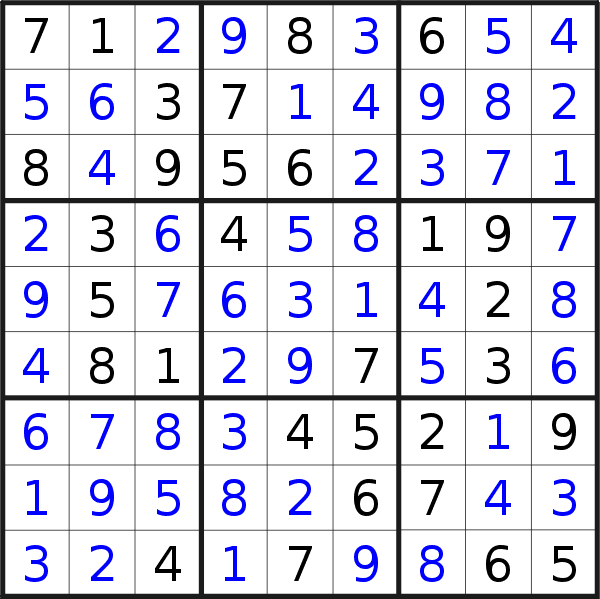 Sudoku solution for puzzle published on Wednesday, 7th of December 2016