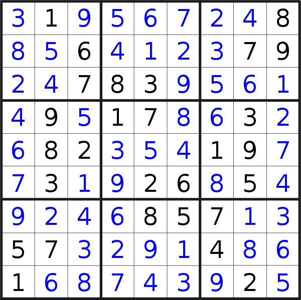 Sudoku solution for puzzle published on Sunday, 18th of December 2016