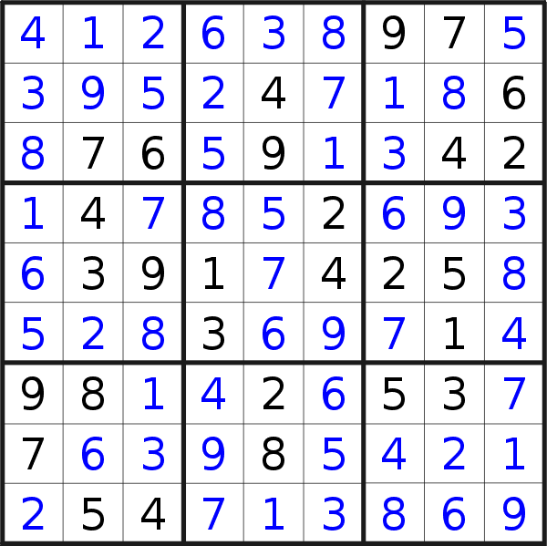 Sudoku solution for puzzle published on Wednesday, 21st of December 2016