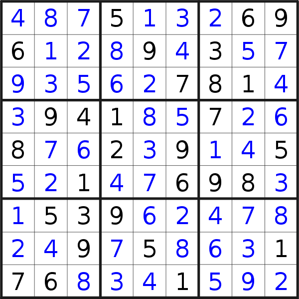 Sudoku solution for puzzle published on Saturday, 31st of December 2016