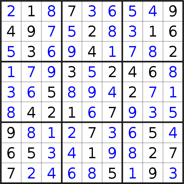 Sudoku solution for puzzle published on Tuesday, 10th of January 2017