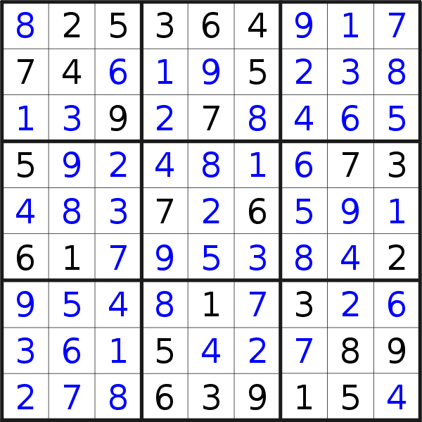 Sudoku solution for puzzle published on Wednesday, 11th of January 2017