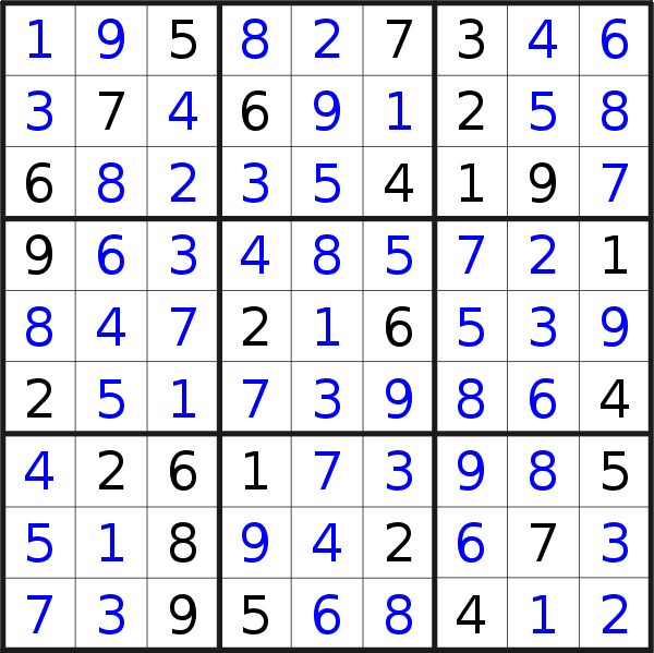 Sudoku solution for puzzle published on Friday, 13th of January 2017