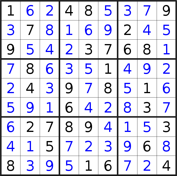 Sudoku solution for puzzle published on Saturday, 14th of January 2017