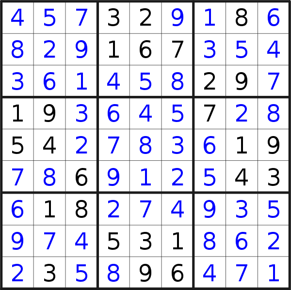 Sudoku solution for puzzle published on Friday, 20th of January 2017