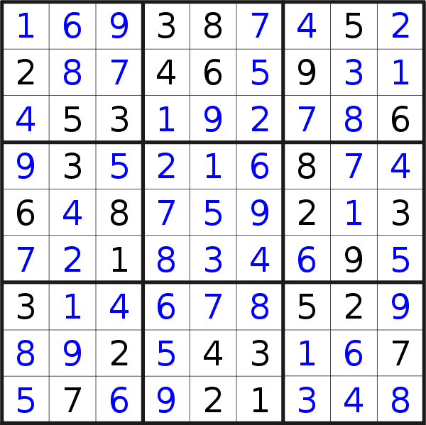 Sudoku solution for puzzle published on Tuesday, 24th of January 2017