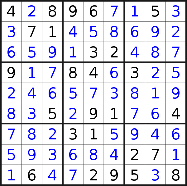 Sudoku solution for puzzle published on Wednesday, 1st of February 2017