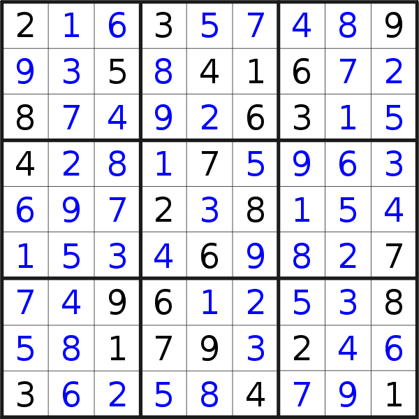 Sudoku solution for puzzle published on Sunday, 12th of February 2017
