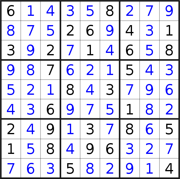 Sudoku solution for puzzle published on Wednesday, 15th of February 2017