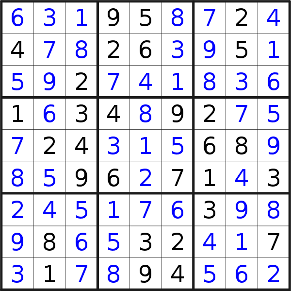 Sudoku solution for puzzle published on Thursday, 16th of February 2017