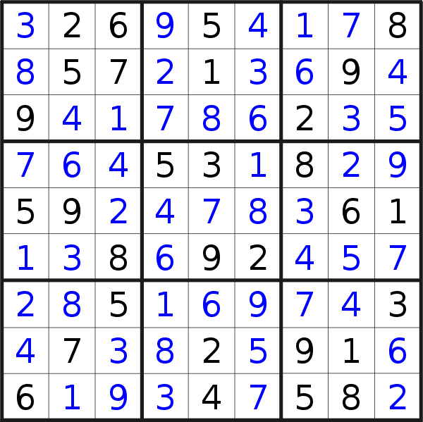 Sudoku solution for puzzle published on Saturday, 18th of February 2017
