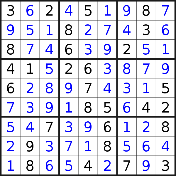 Sudoku solution for puzzle published on Sunday, 19th of February 2017