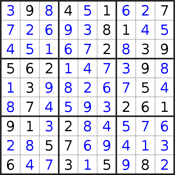 Sudoku solution for puzzle published on Monday, 20th of February 2017