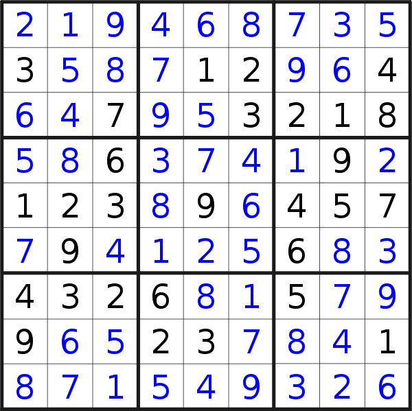 Sudoku solution for puzzle published on Tuesday, 21st of February 2017