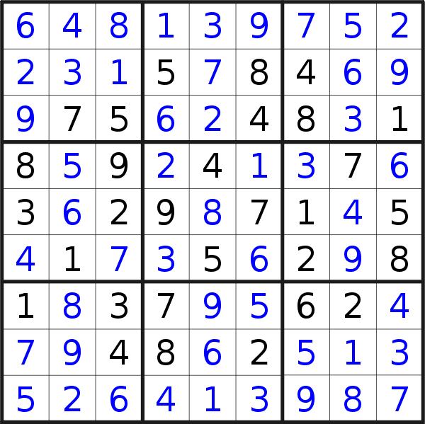 Sudoku solution for puzzle published on Wednesday, 22nd of February 2017