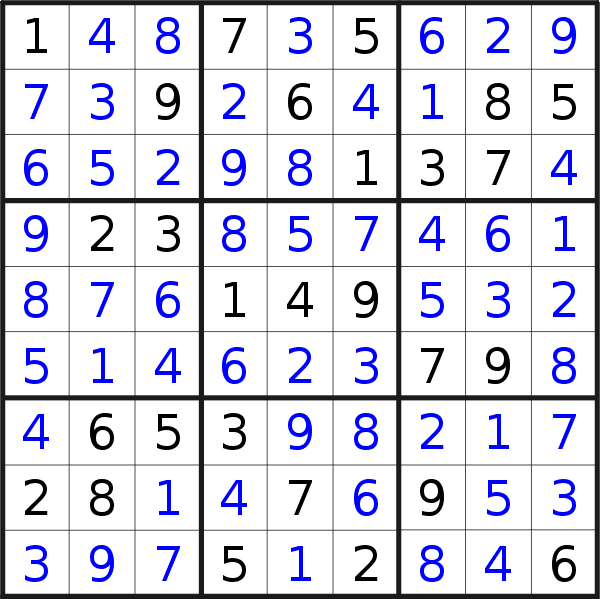Sudoku solution for puzzle published on Thursday, 23rd of February 2017