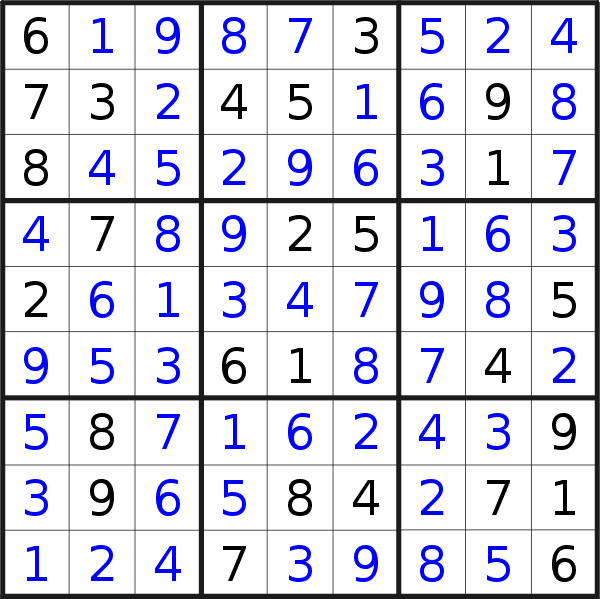 Sudoku solution for puzzle published on Friday, 17th of March 2017
