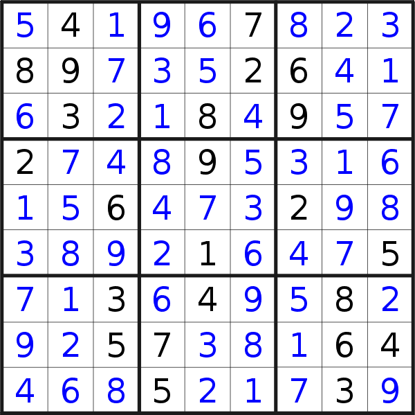 Sudoku solution for puzzle published on Saturday, 25th of March 2017