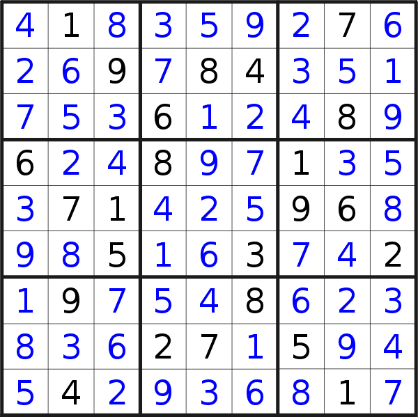 Sudoku solution for puzzle published on Monday, 27th of March 2017