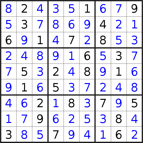 Sudoku solution for puzzle published on Wednesday, 19th of April 2017