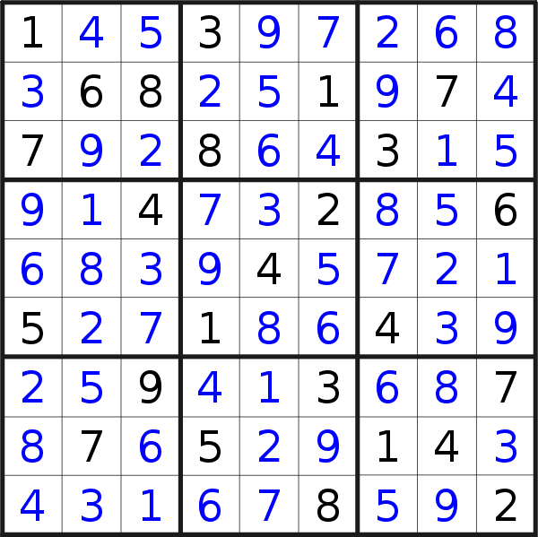 Sudoku solution for puzzle published on Tuesday, 25th of April 2017