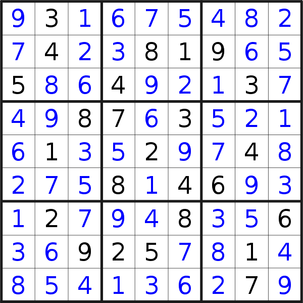 Sudoku solution for puzzle published on Friday, 28th of April 2017