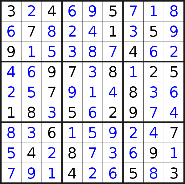 Sudoku solution for puzzle published on Monday, 1st of May 2017