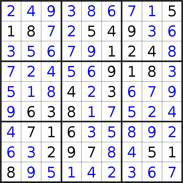 Sudoku solution for puzzle published on Thursday, 4th of May 2017