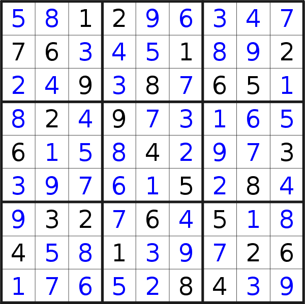 Sudoku solution for puzzle published on Friday, 5th of May 2017