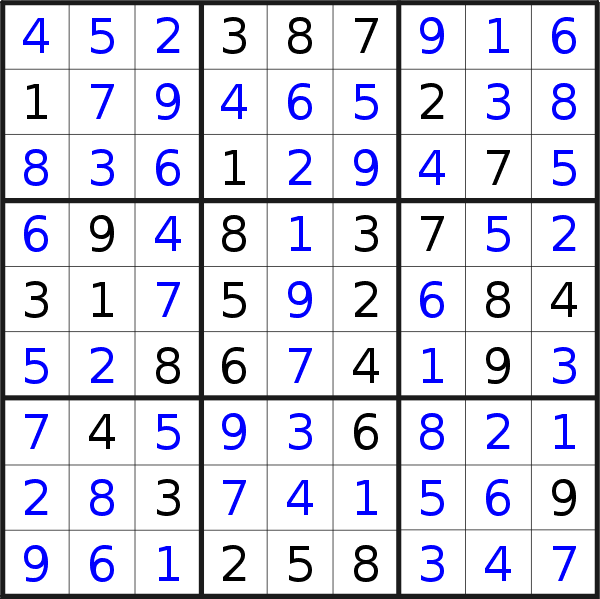 Sudoku solution for puzzle published on Wednesday, 10th of May 2017